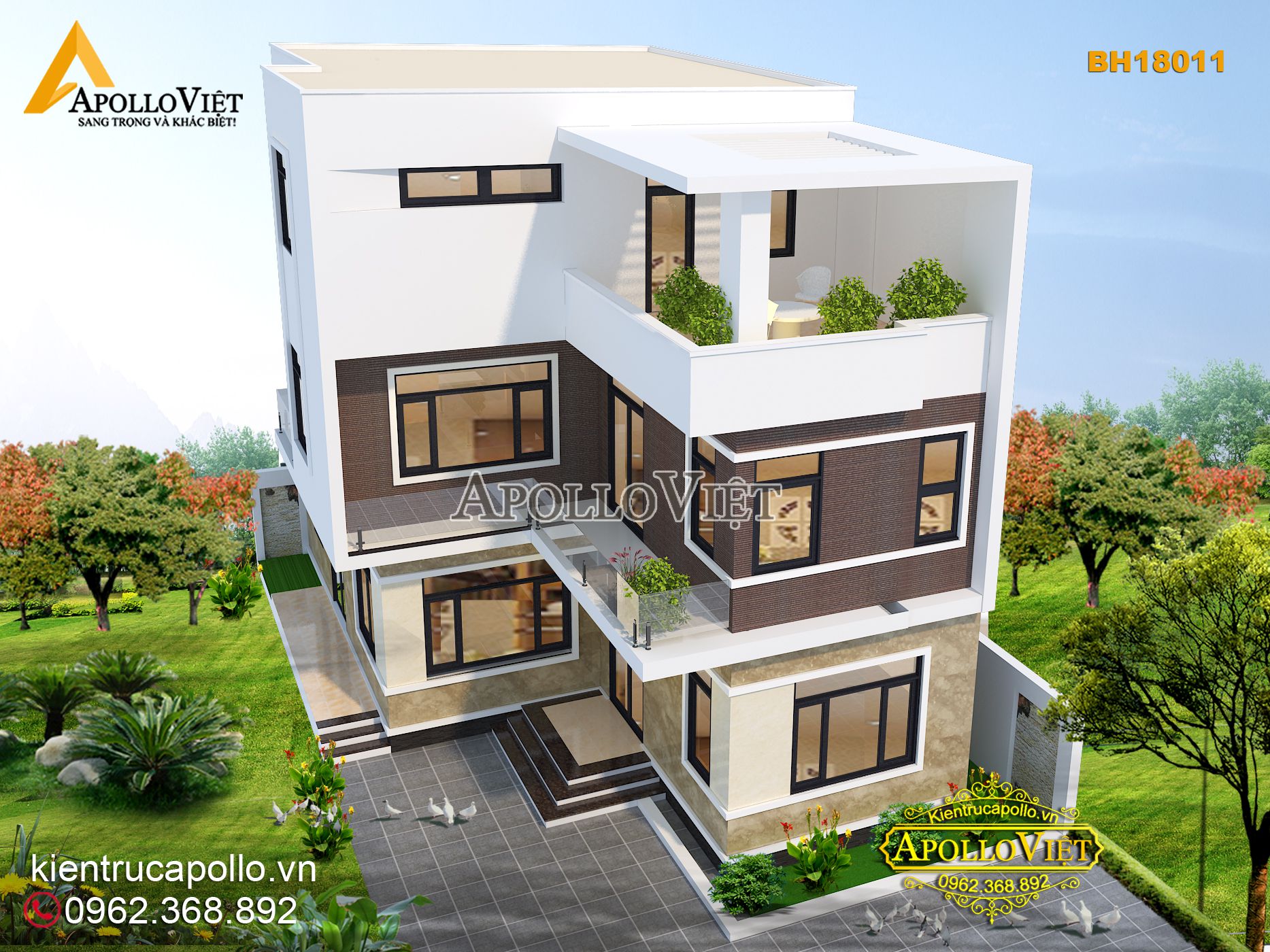 Biệt thự hiện đại 2 tầng 1 tum kiêu hãnh tại Bắc Ninh BH18011