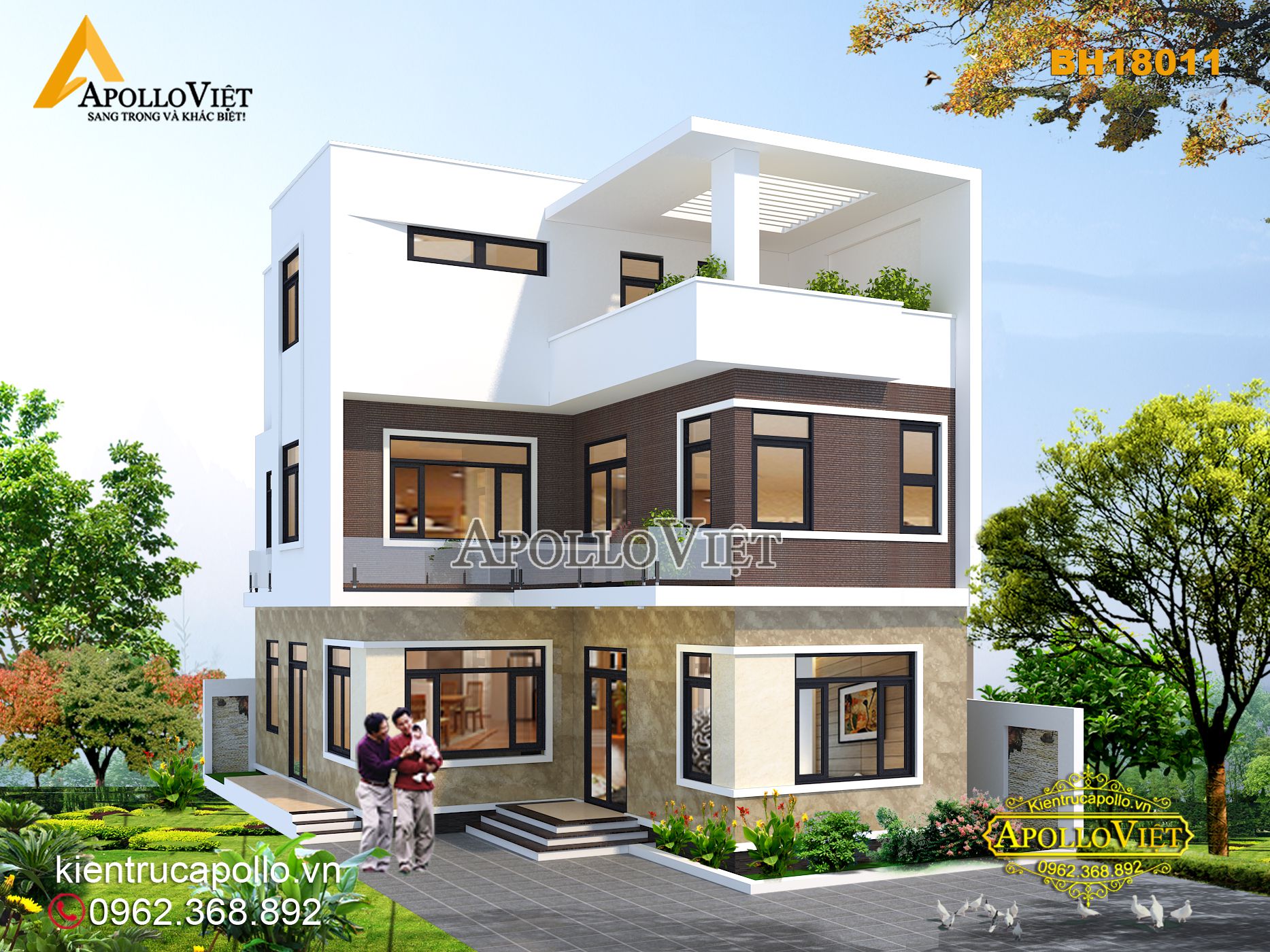 Biệt thự hiện đại 2 tầng 1 tum kiêu hãnh tại Bắc Ninh BH18011