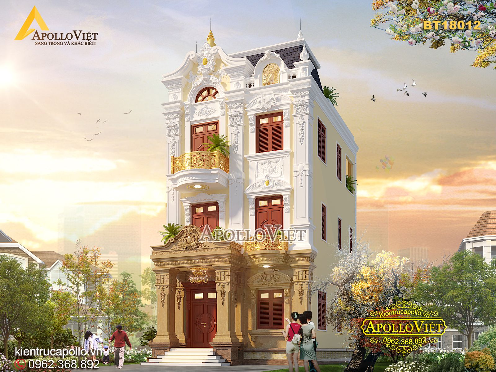 Mặt góc biệt thự 3 tầng đẹp