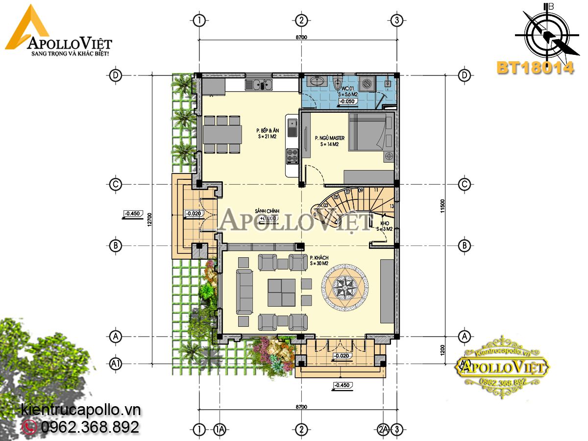 Mặt bằng thiết kế biệt thự 3 tầng kiểu Pháp