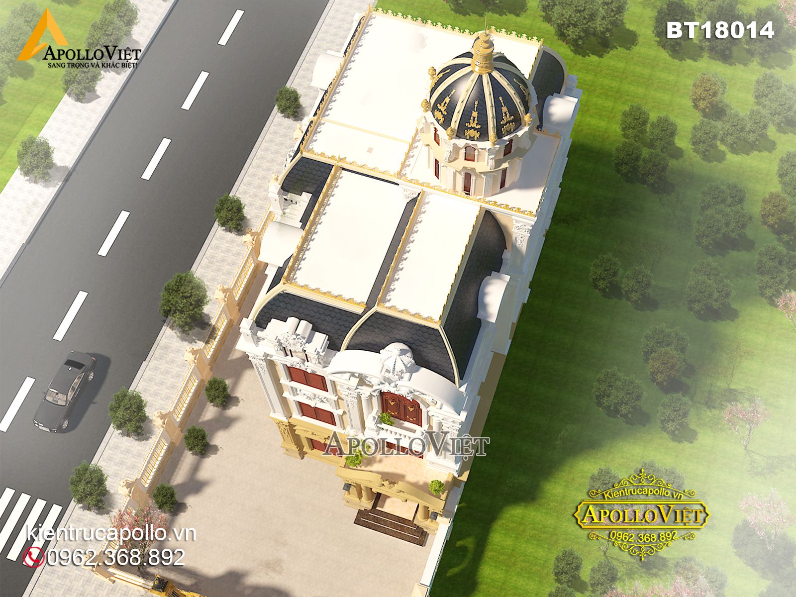 View từ trên cao của mẫu biệt thự