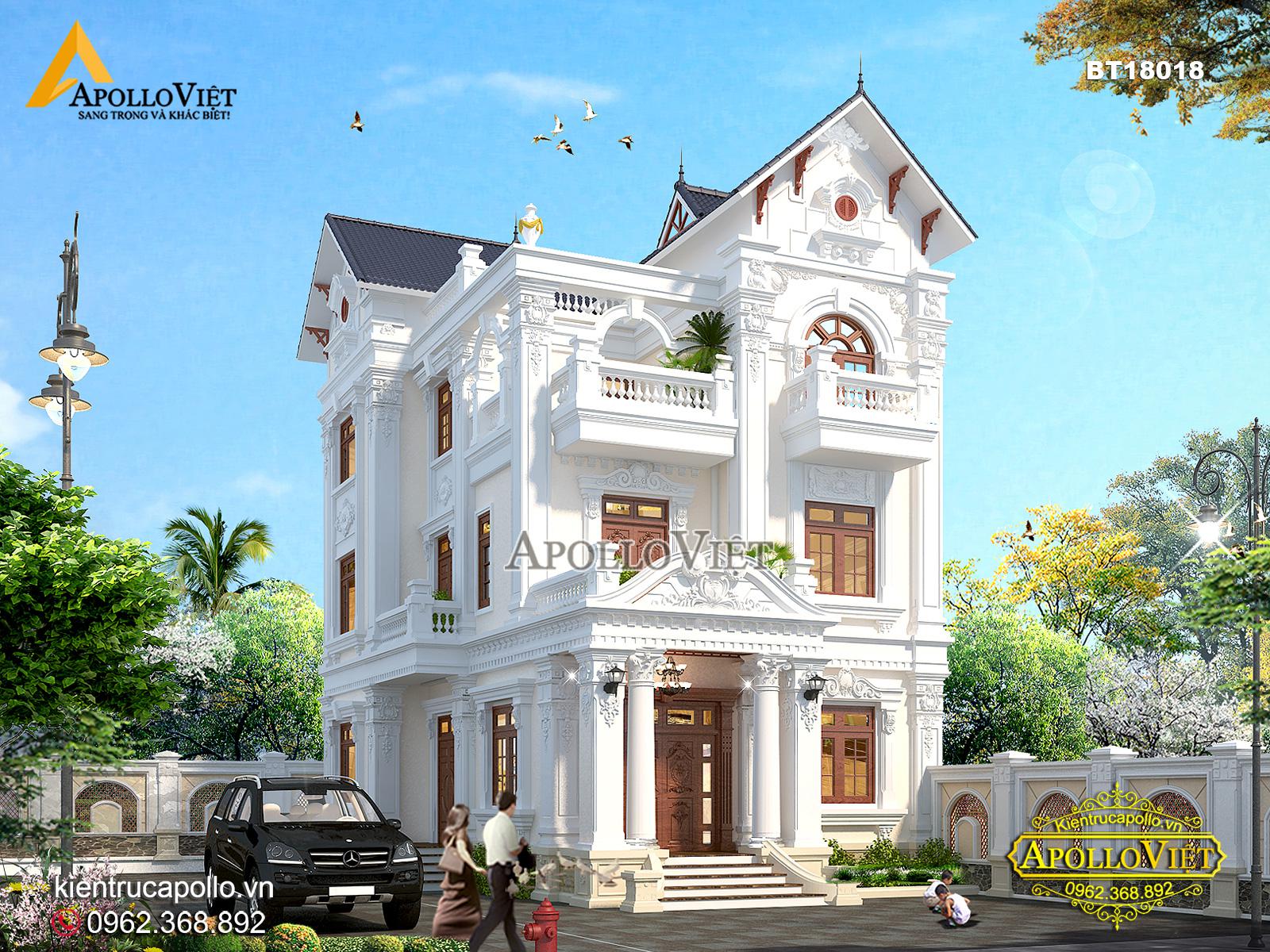 Tham Quan Mẫu Biệt Thự Trắng 3 Tầng Kiểu Pháp Sang Trọng Ở Hoài Đức