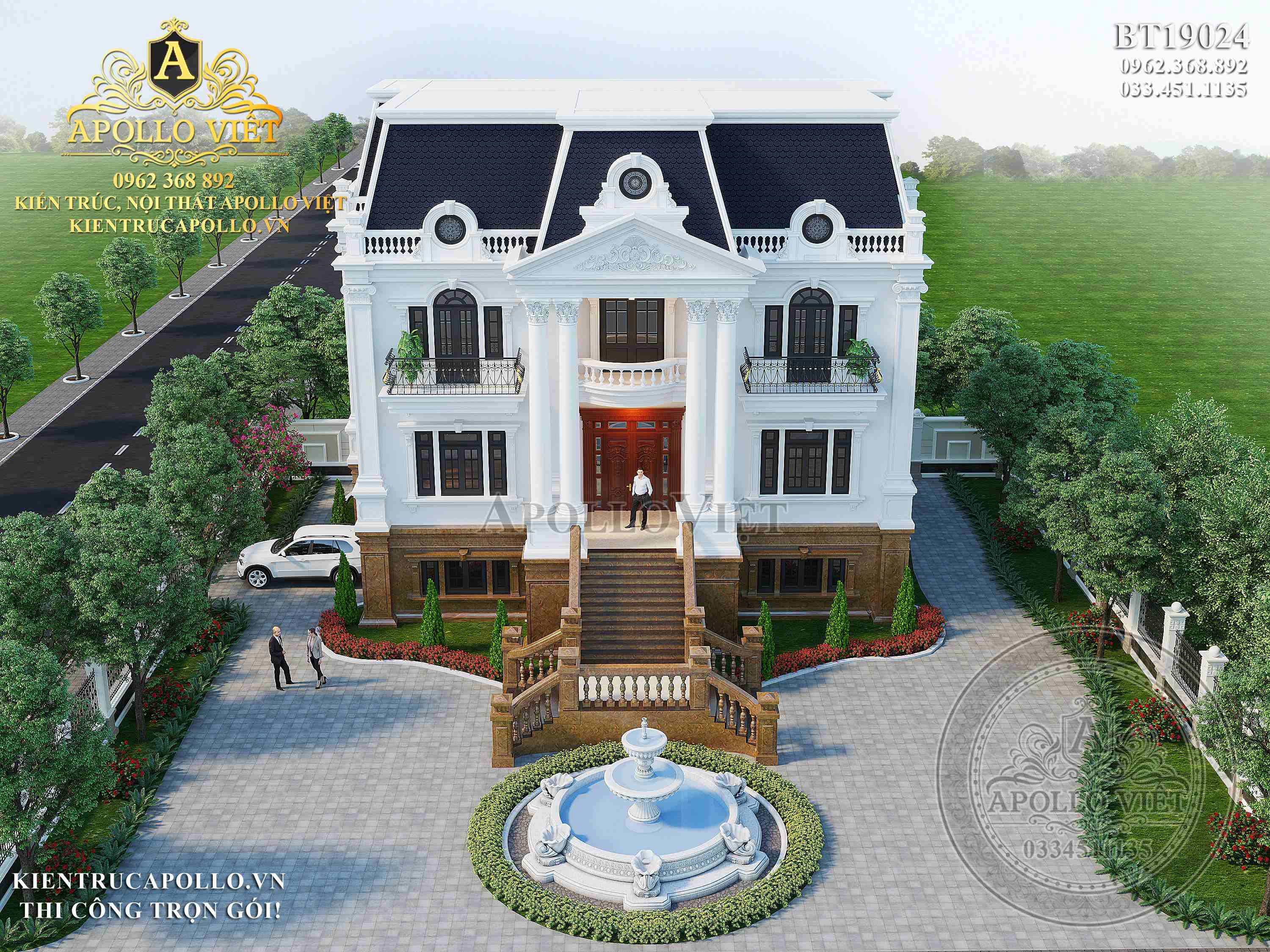 Mẫu biệt thự tân cổ điển hợp phong thủy chiêu tài hút lộc BT19024