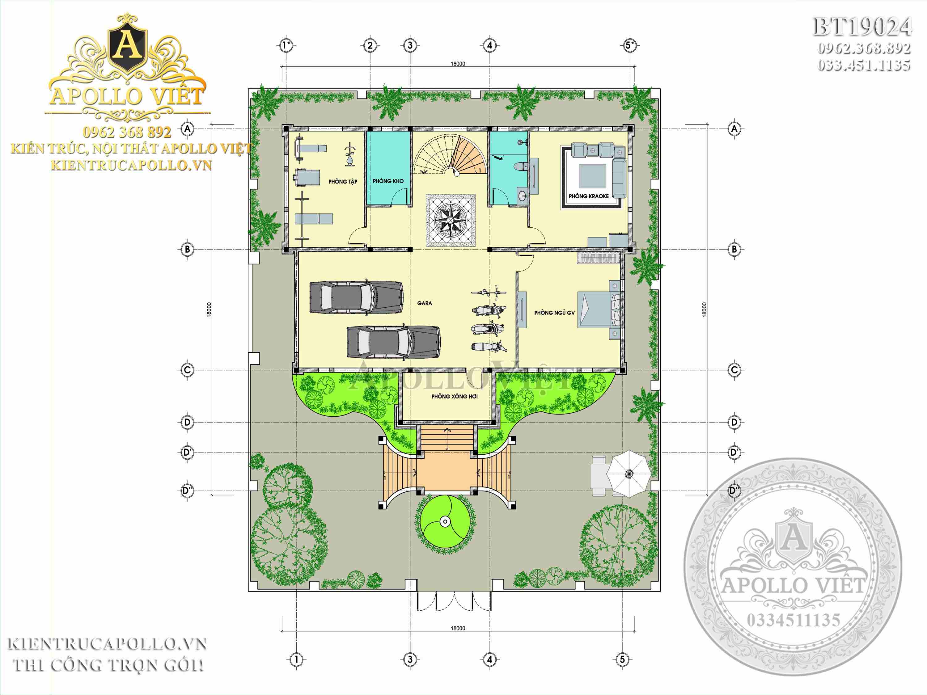 Mẫu biệt thự tân cổ điển hợp phong thủy chiêu tài hút lộc BT19024