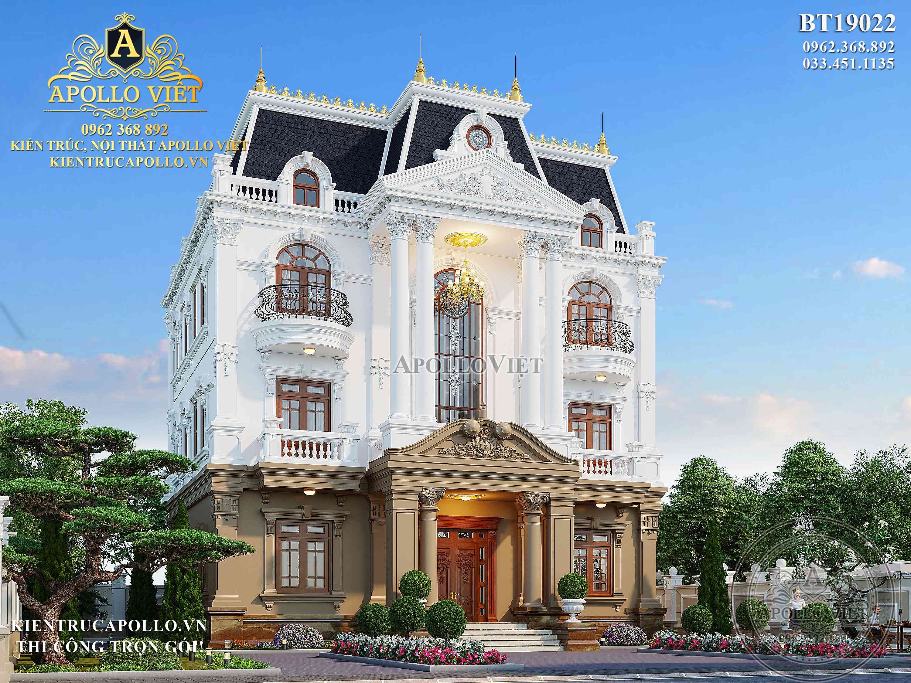 Biệt thự Tân cổ điển 3 tầng 1 tum tinh tế, ấm cúng BT19022