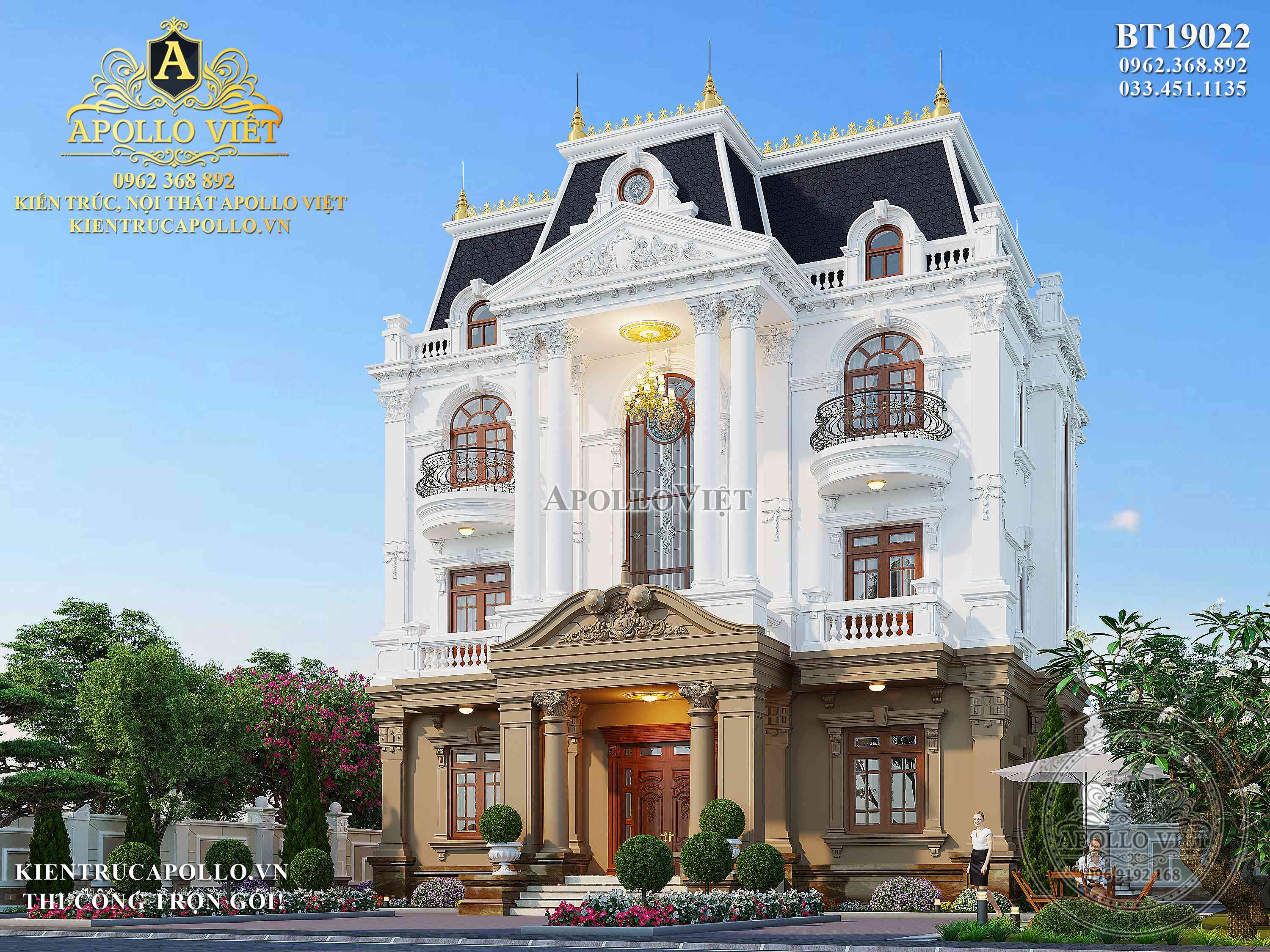 Biệt thự Tân cổ điển 3 tầng 1 tum tinh tế, ấm cúng BT19022