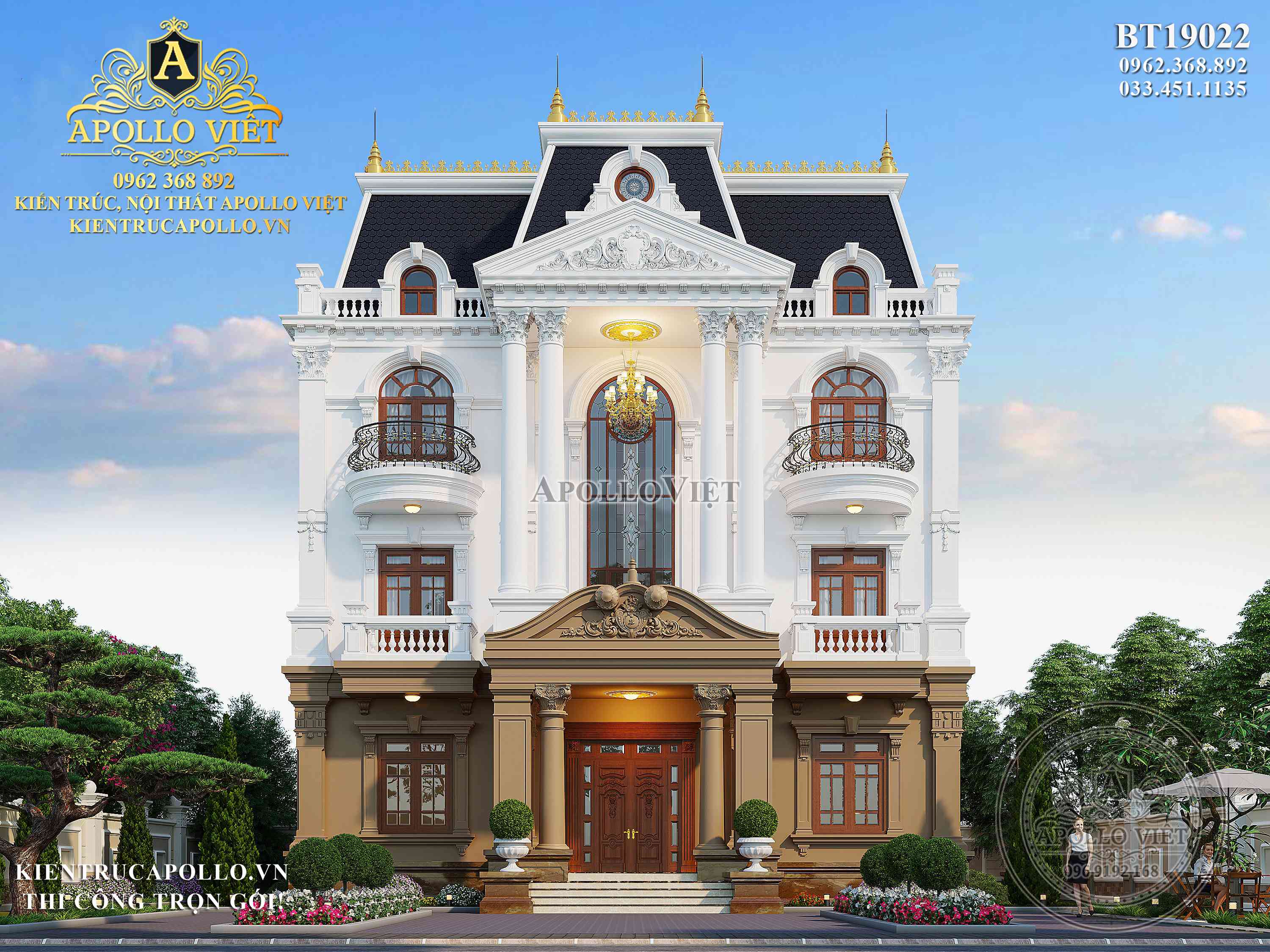 Biệt thự Tân cổ điển 3 tầng 1 tum tinh tế, ấm cúng BT19022