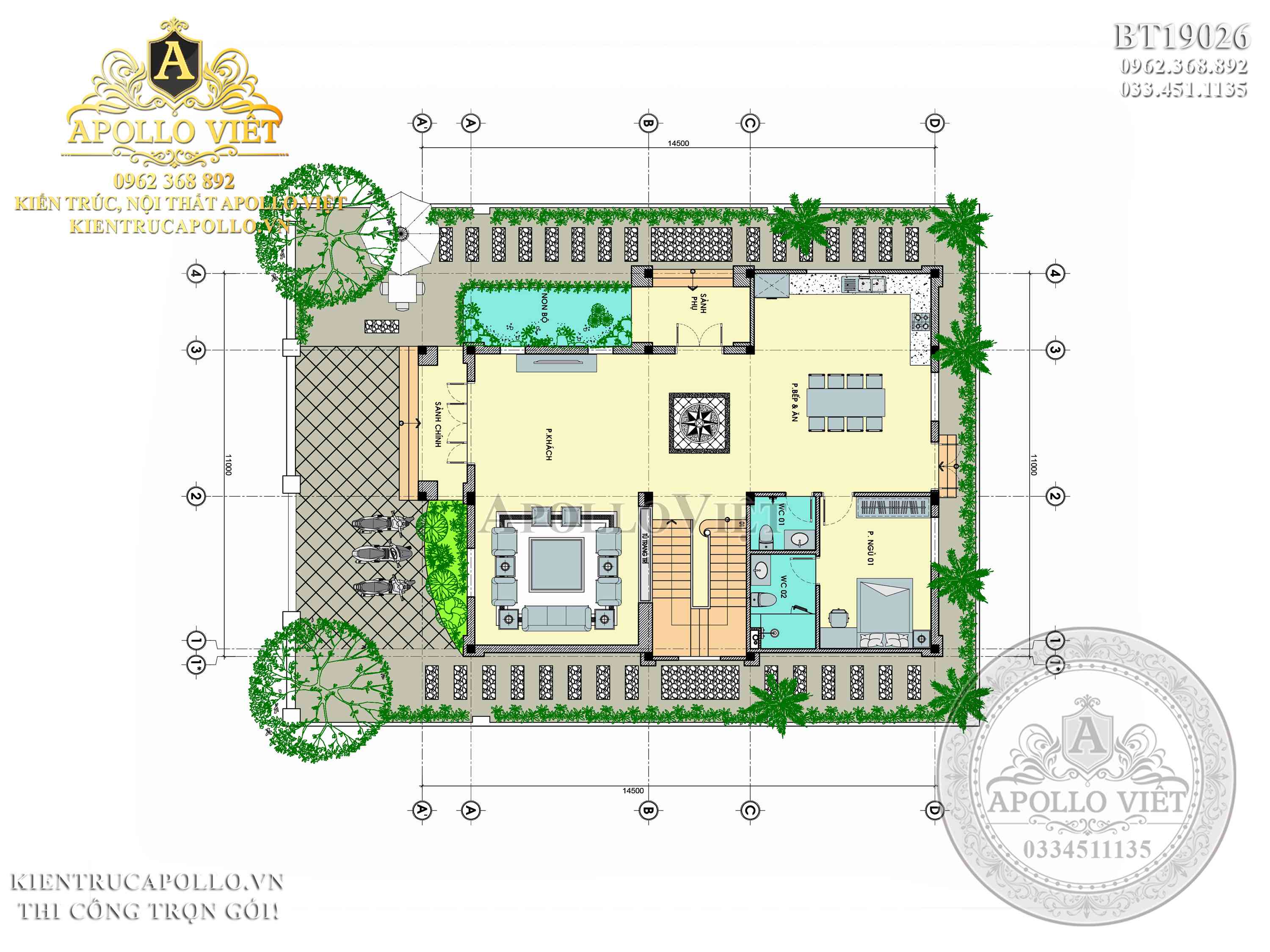 Mẫu biệt thự tân cổ điển 3 tầng cuốn hút, đẹp mắt BT19026