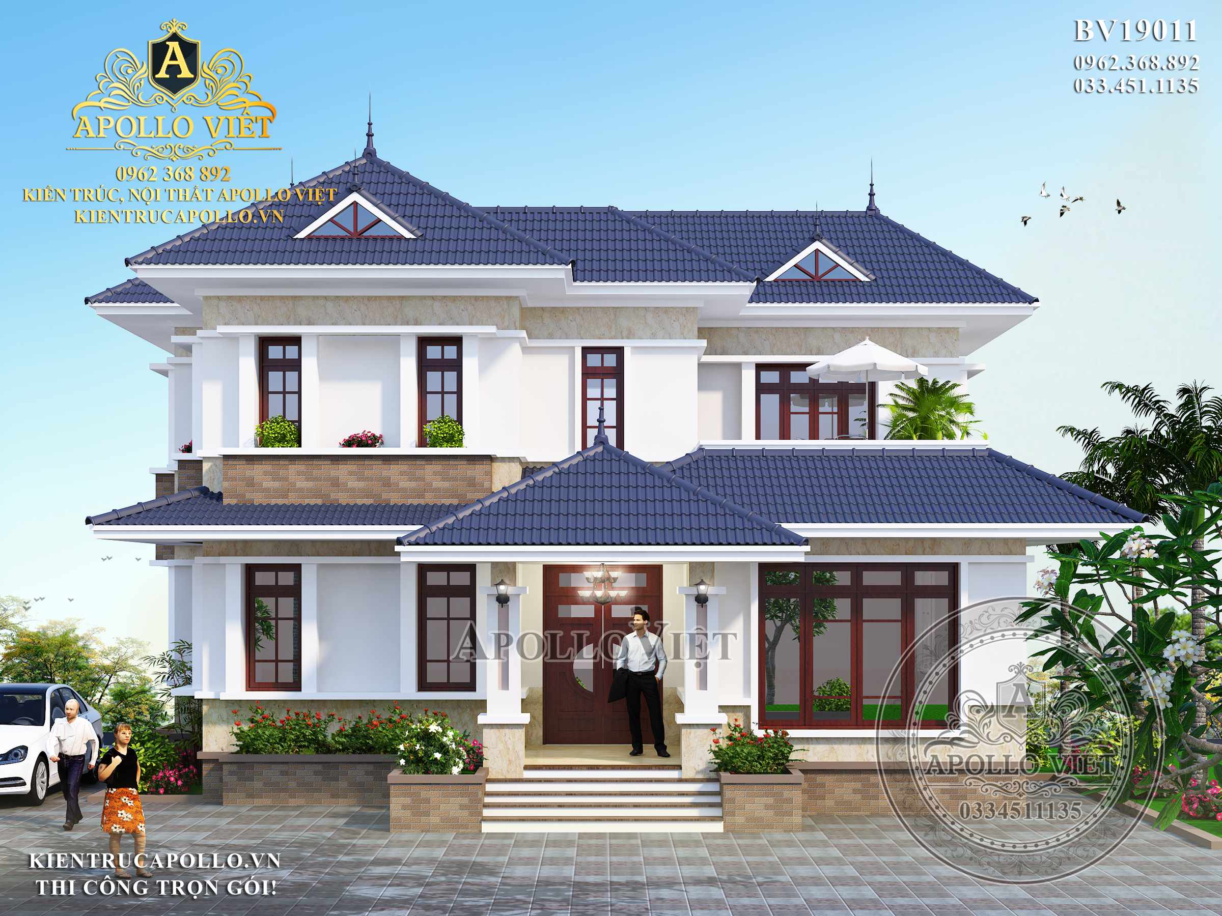 Thiết kế biệt thự vườn 2 tầng mái thái