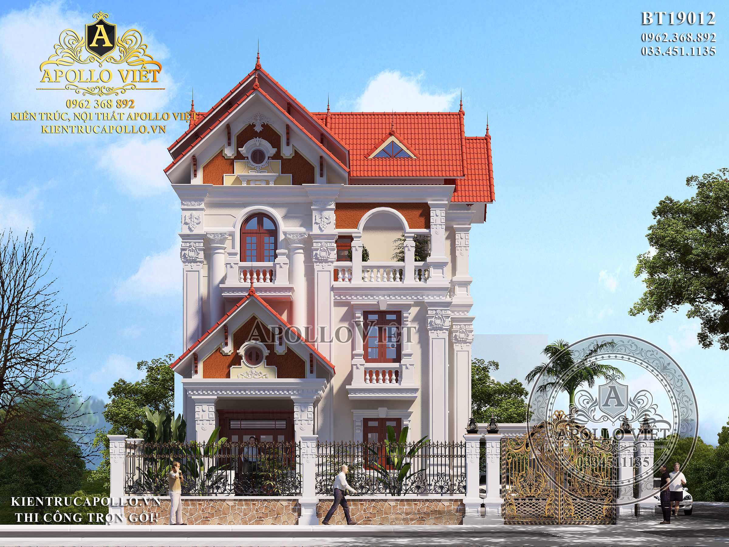 Thiết kế biệt thự mái Thái đẹp 3 tầng - BT 31052 - KataHome