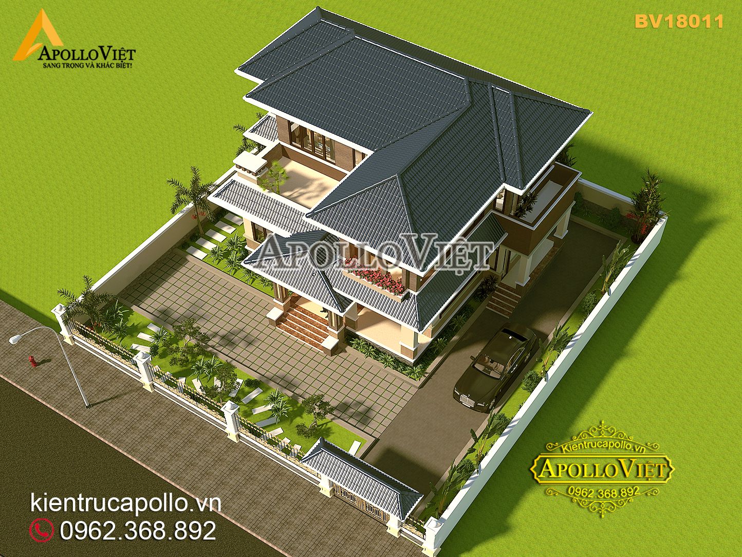 Biệt thự vườn 2 tầng hiện đại và sang trọng Á Đông ở Hải Dương BV18011