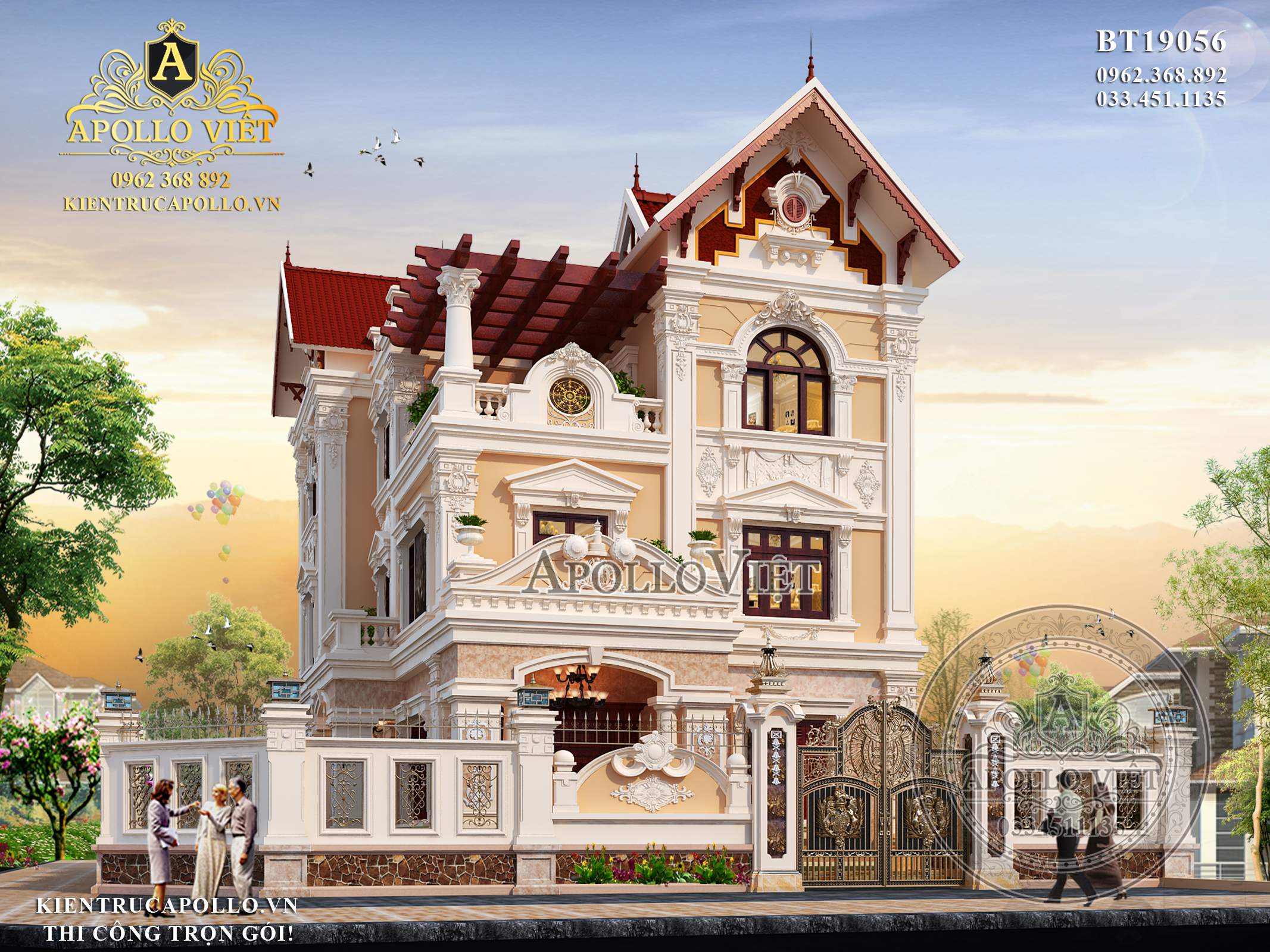 Mẫu biệt thự tân cổ điển mang giá trị dân tộc sâu sắc BT19056