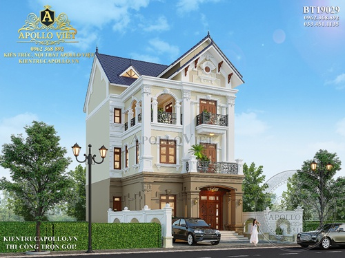 Thiết kế  nhà mái thái 3 tầng đẹp đẳng cấp BT19029