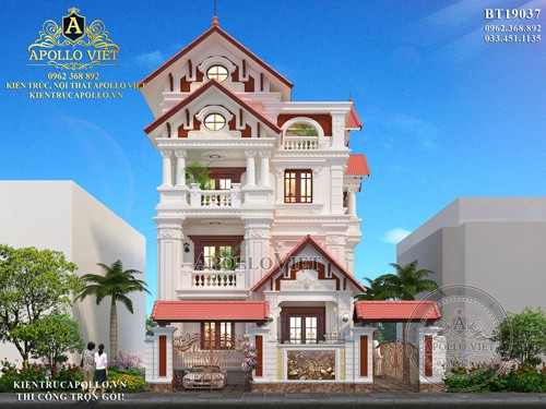 Thiết kế biệt thự mái thái 3 tầng độc đáo ở Bình Định BT19037