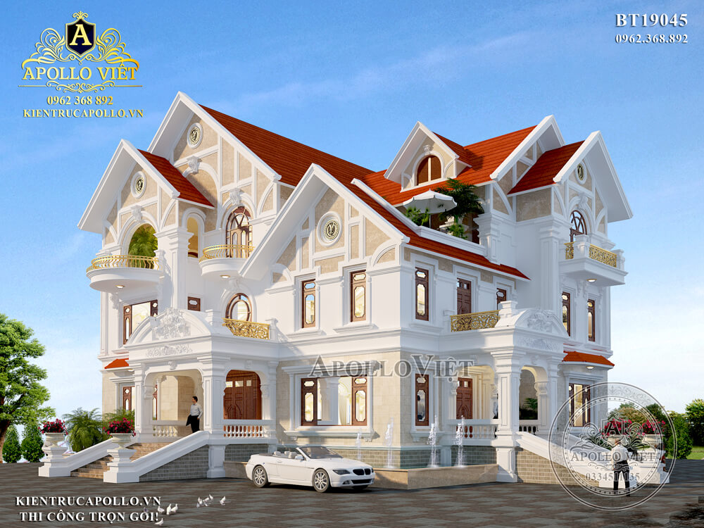Thiết kế biệt thự đẹp 2 tầng kiểu Pháp