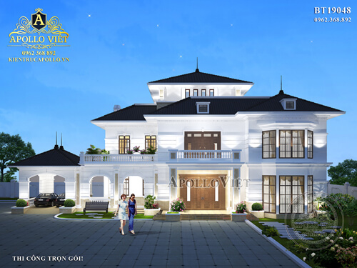 Mẫu biệt thự vườn Á Đông 2 tầng 1 tum đẹp long lanh BT19048