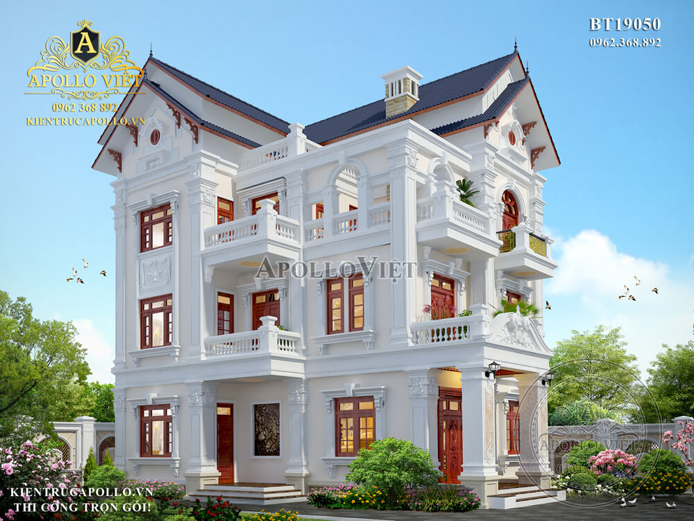 Thiết kế biệt thự 3 tầng kiểu Pháp