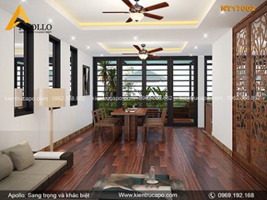 Mẫu nội thất hiện đại kết hợp sân vườn độc đáo ấn tượng (NT17002)