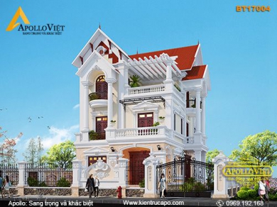 Biệt thự mái thái 3 tầng cao cấp ở Nam Định (BT17004)