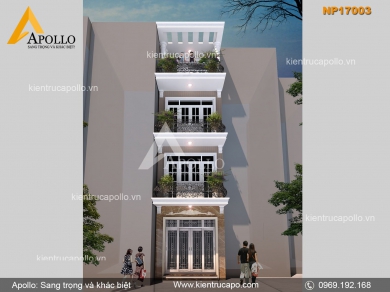 Mẫu nhà phố tân cổ điển 4 tầng đẹp thơ mộng (NP17003)