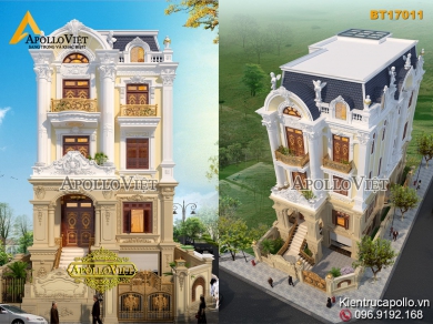 Mẫu thiết kế biệt thự 4 tầng đẳng cấp Hưng Yên BT17011