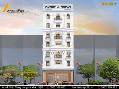 Mẫu thiết kế khách sạn tân cổ điển sang trọng 8 tầng (KS18012)