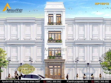 Thiết kế nhà phố, nhà lô tân cổ điển 4 tầng 1 tum ấn tượng NP18012