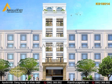 Thiết kế Khách sạn mini tân cổ điển 6 tầng tại Bắc Ninh (KS18014)