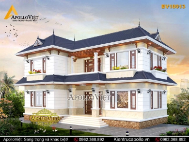 Mẫu thiết kế biệt thự vườn 2 tầng hiện đại (BV18013)
