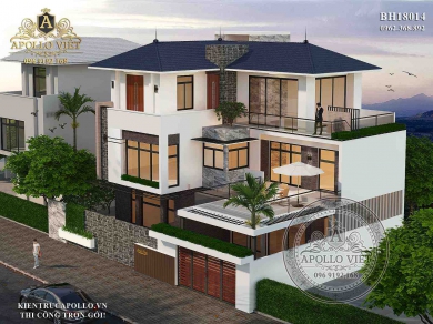 Thiết kế Biệt thự hiện đại 3 tầng sang trọng, cuốn hút BH18014