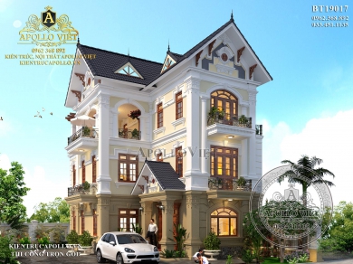 Mẫu biệt thự 3 tầng mái thái phong cách tân cổ điển tinh tế BT19017