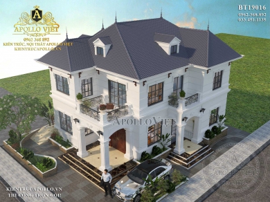 Mẫu Biệt thự tân cổ điển 2 tầng với hệ mái thái độc đáo BT19016