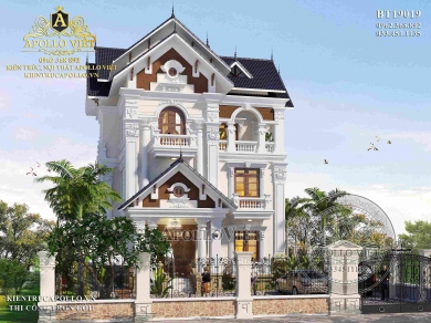 Mẫu biệt thự tân cổ điển mái thái 3 tầng thanh lịch BT19019