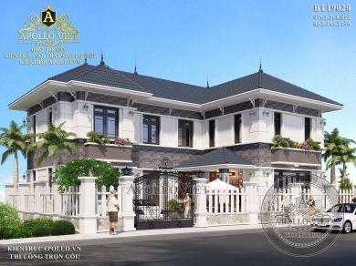 Mẫu thiết kế biệt thự đẹp 2 tầng chữ L được quan tâm nhất BT19020