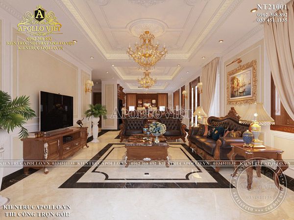 Mãn nhãn với thiết kế nội thất Tân cổ điển gỗ óc chó NT21001