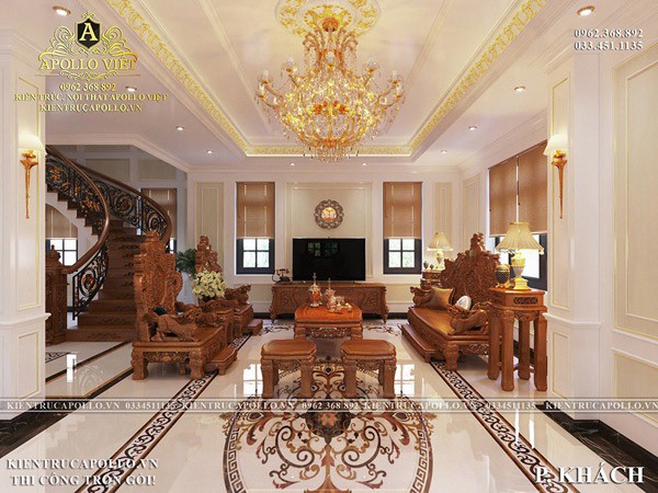 Độc đáo với mẫu nội thất tân cổ điển cho căn biệt thự đẹp BT21133