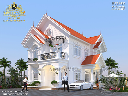 Mẫu Biệt thự mái Thái 2 tầng mang vẻ đẹp kiến trúc Pháp BT19057