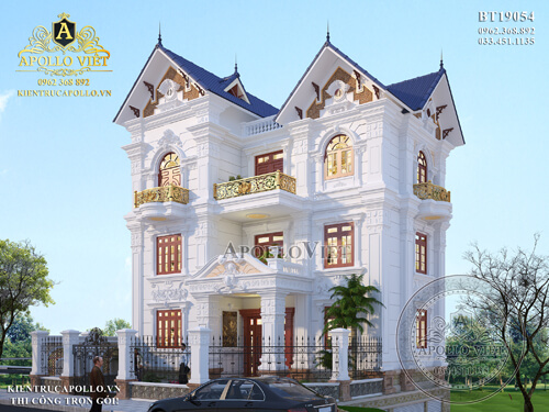 Thiết kế biệt thự nhà mái thái 3 tầng cuốn hút BT19054