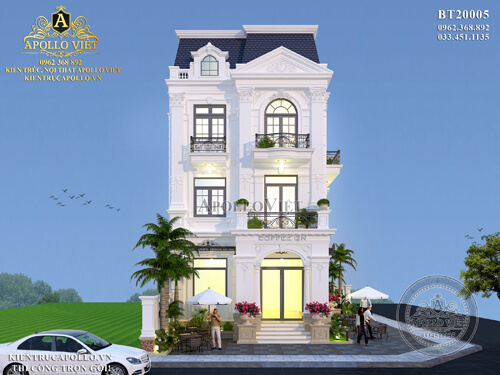 Mẫu biệt thự tân cổ điển kết hợp kinh doanh cafe đẹp BT20005