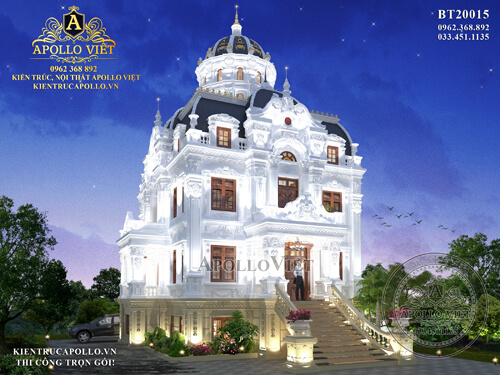 Thiết kế Biệt thự Tân cổ điển 3 tầng 1 tum đẹp mê ly BT20015