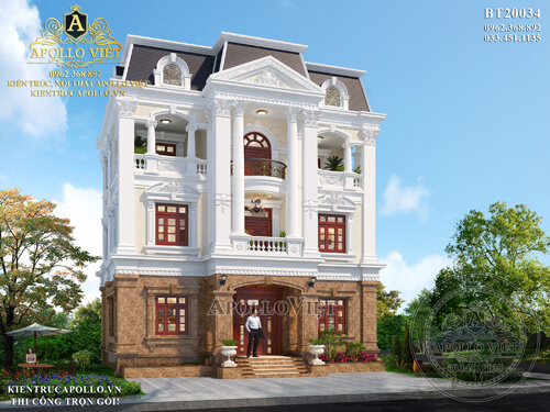 Thiết kế biệt thự 3 tầng tân cổ điển Pháp đẹp BT20034