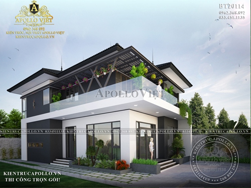 Ấn tượng thiết kế nhà mái nhật phong cách hiện đại BT20114