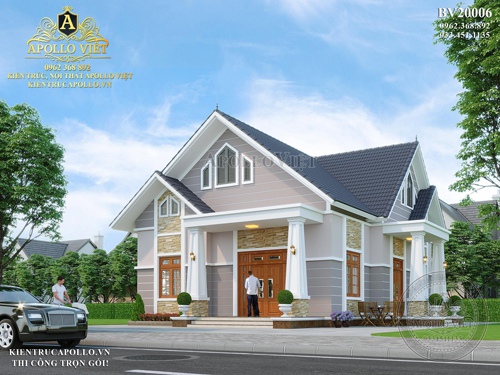 Thiết kế biệt thự nhà vườn 1 tầng đẹp xuất sắc tại Hải Dương BV20006