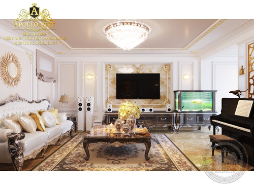 Tham quan nội thất phòng khách tân cổ điển quý phái NT20006