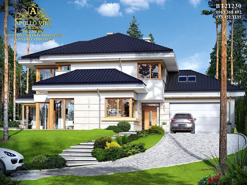 Thiết kế mẫu biệt thự 1 tầng 1 trệt mái Nhật BT21230