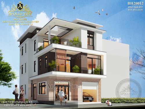 Giải mã thiết kế Biệt thự 3 tầng Hiện đại mái lệch độc đáo BH20012