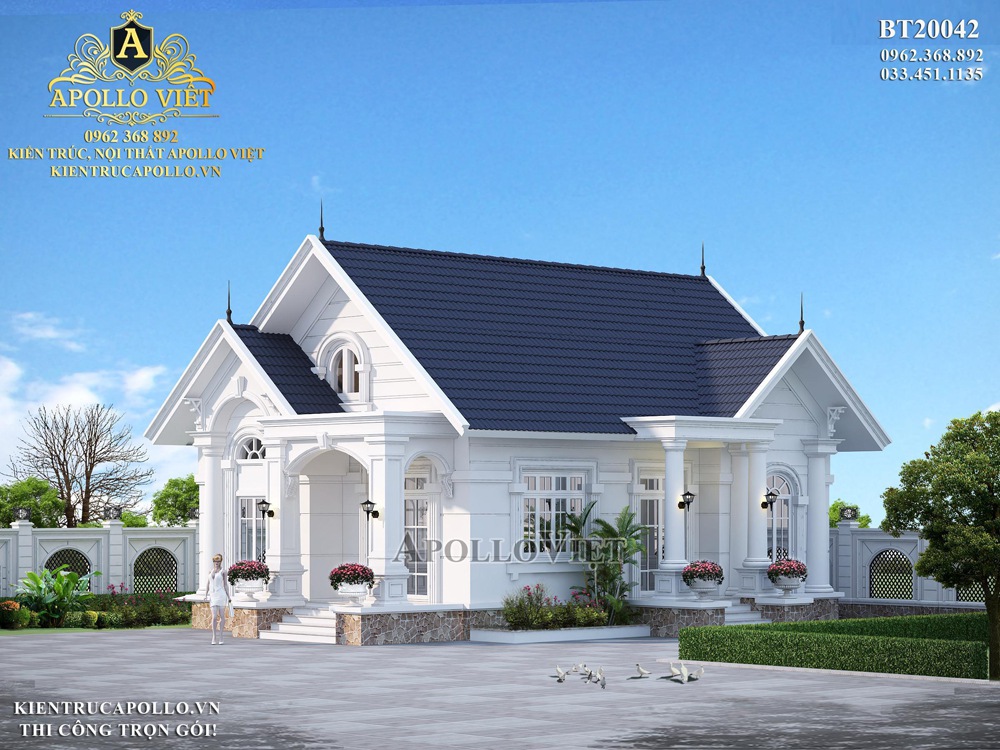 Thiết kế Biệt thự vườn mái thái 1 tầng tại Mộc Châu  BTV1025