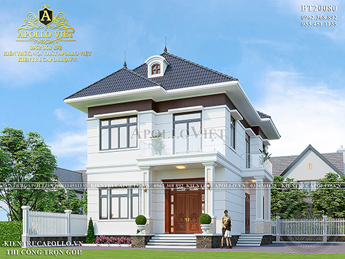 Mê mẩn mẫu Biệt thự 2 tầng mái Nhật phong cách Hiện đại BT20080