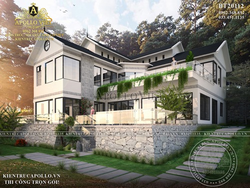 Sống “xanh” thiết kế Nhà mái Thái 2 tầng chữ L ở Nam Định BT20112