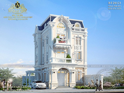 Mẫu Biệt thự song lập 3 tầng Tân cổ điển 100m2 cuốn hút BT20121
